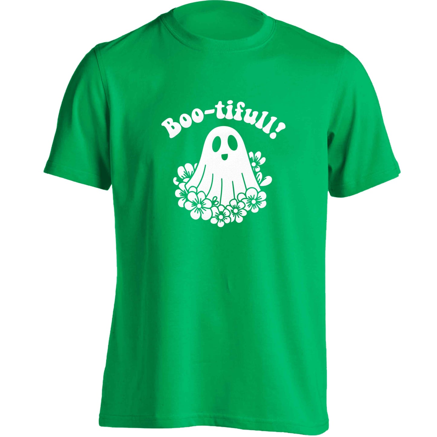 Boo-tifull! Floral ghost adults unisex green Tshirt 2XL