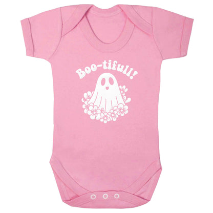 Boo-tifull! Floral ghost baby bodysuit pale pink 18-24 months