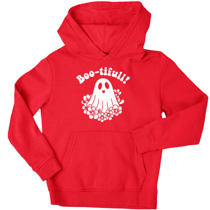 Boo-tifull! Floral ghost children's red hoodie 12-13 Years