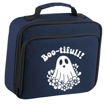 Boo-tifull! Floral ghost insulated navy lunch bag cooler