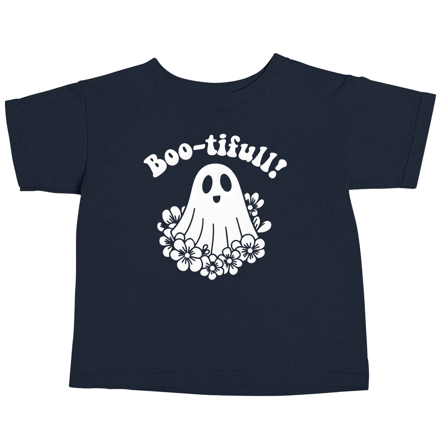 Boo-tifull! Floral ghost navy baby toddler Tshirt 2 Years