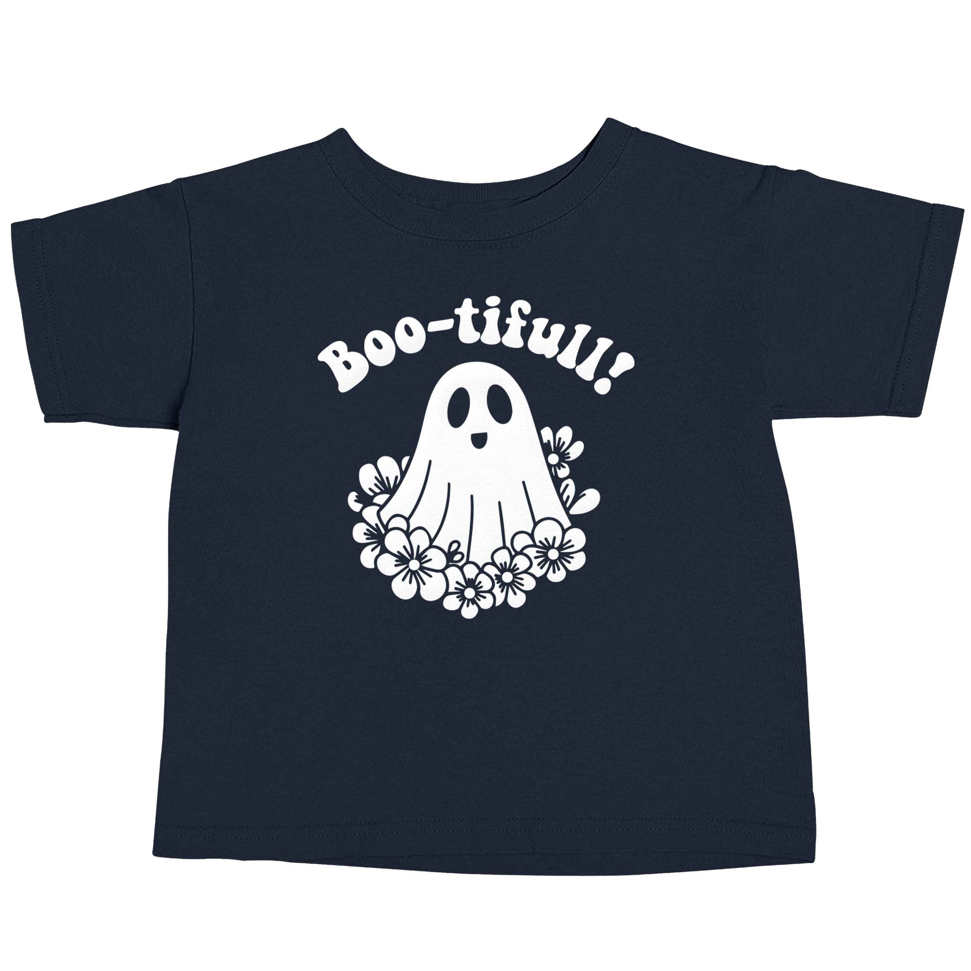 Boo-tifull! Floral ghost navy baby toddler Tshirt 2 Years