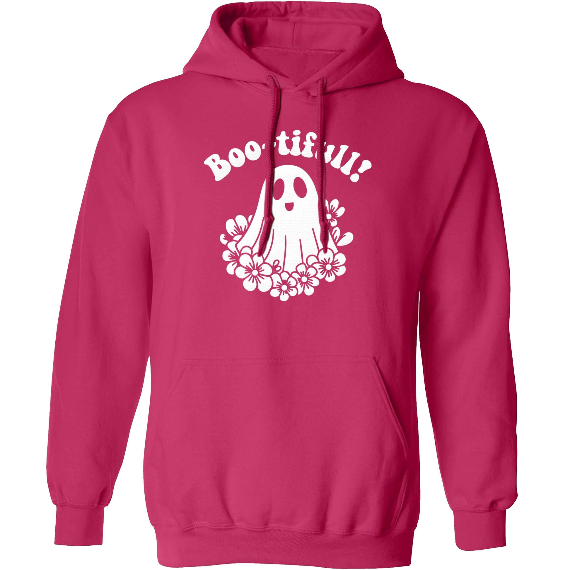 Boo-tifull! Floral ghost adults unisex pink hoodie 2XL