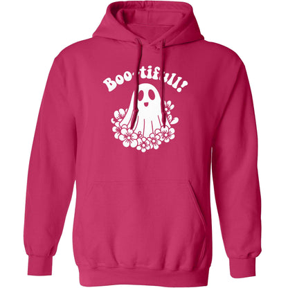 Boo-tifull! Floral ghost adults unisex pink hoodie 2XL