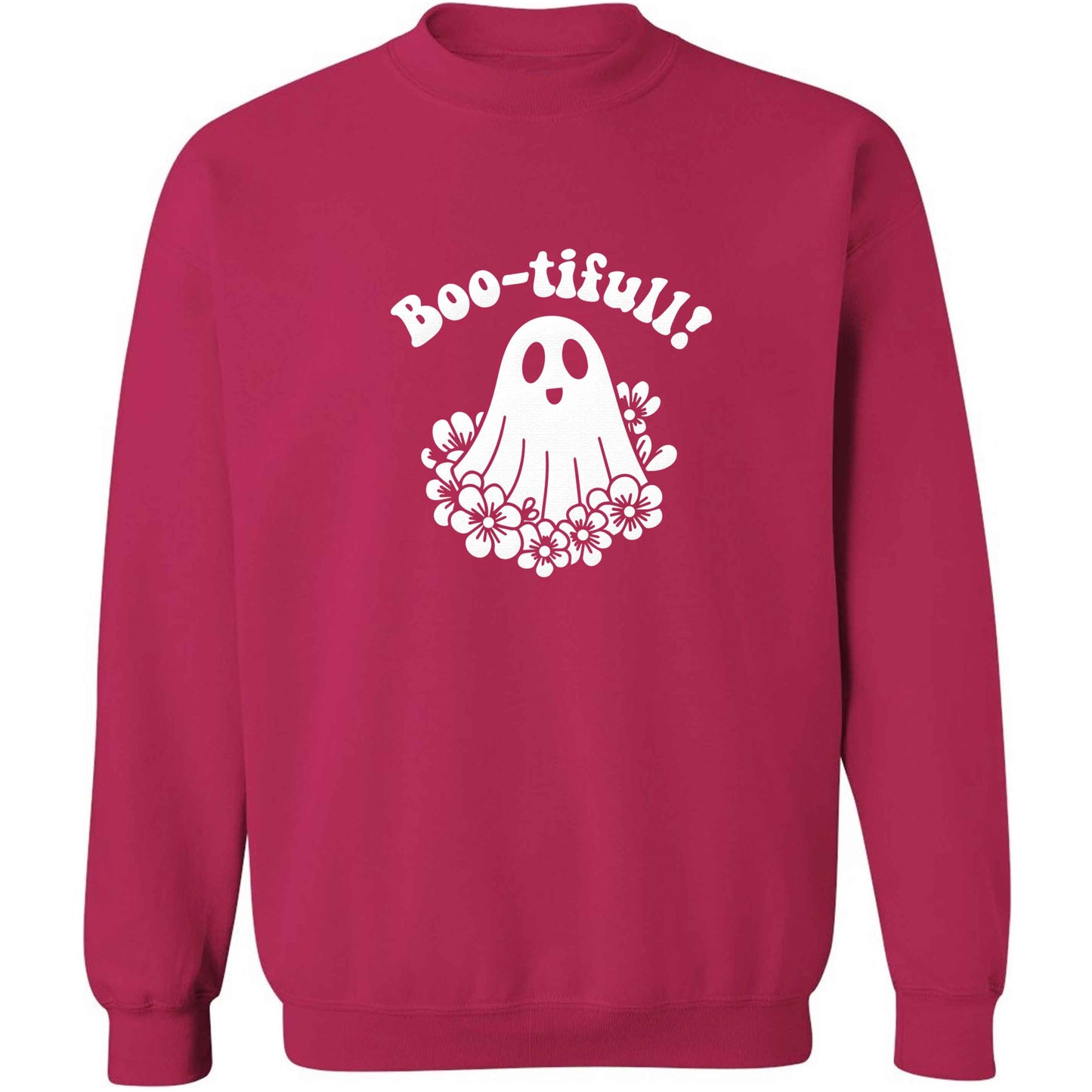 Boo-tifull! Floral ghost adult's unisex pink sweater 2XL