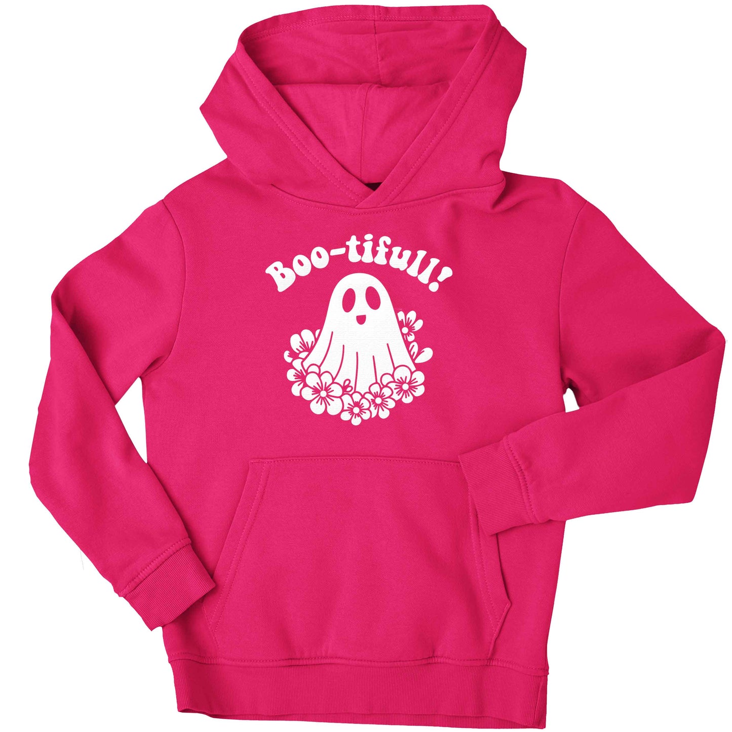 Boo-tifull! Floral ghost children's pink hoodie 12-13 Years