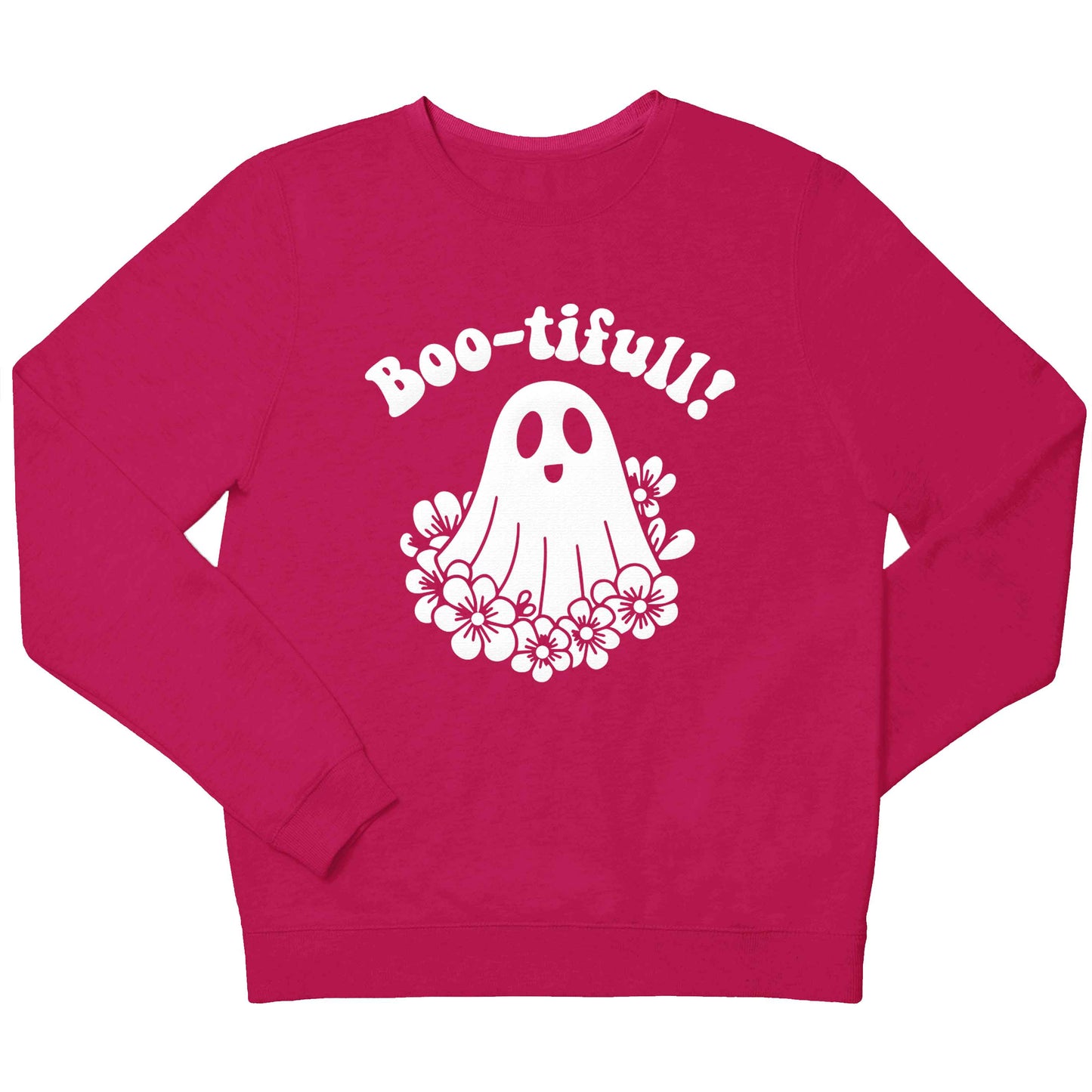 Boo-tifull! Floral ghost children's pink sweater 12-13 Years