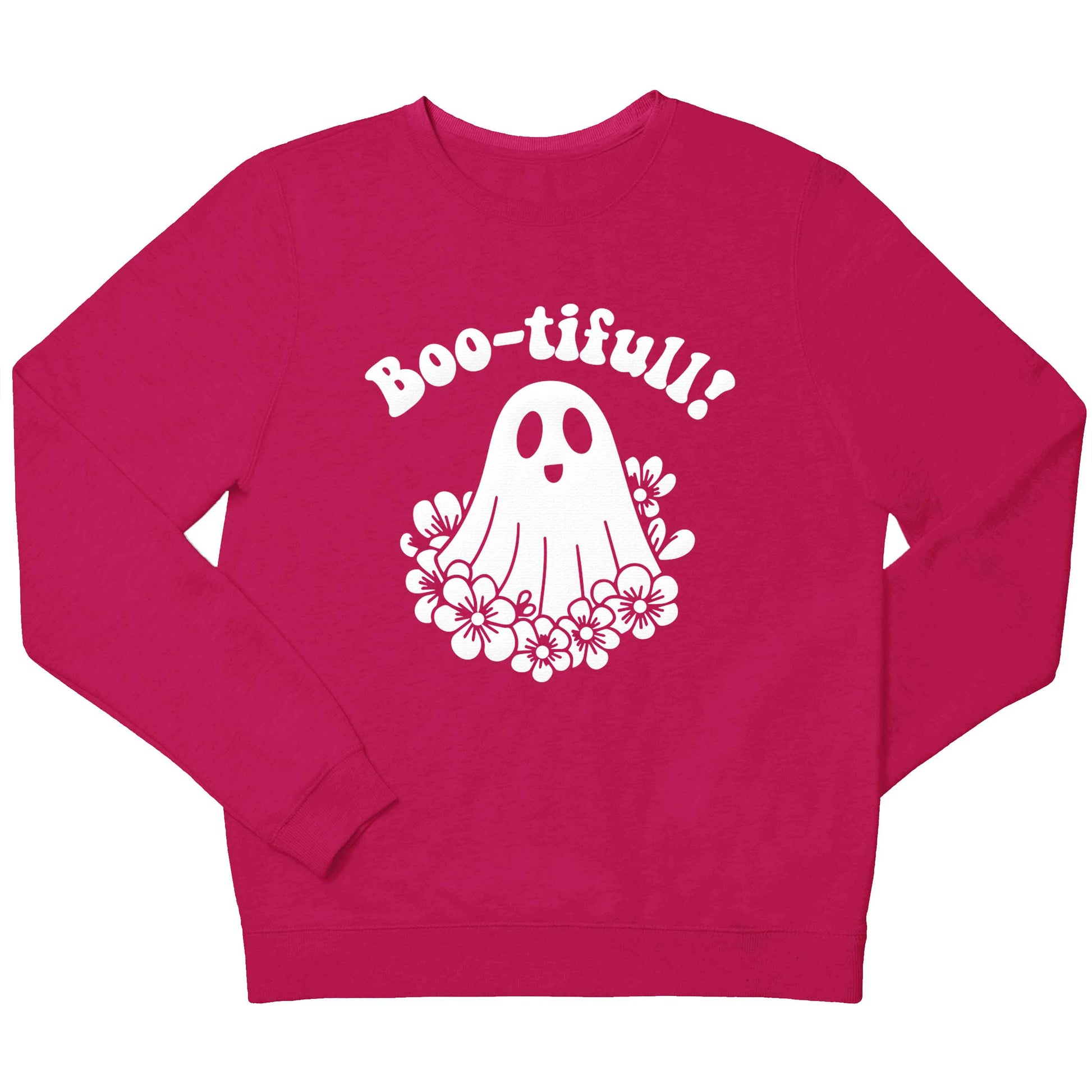 Boo-tifull! Floral ghost children's pink sweater 12-13 Years