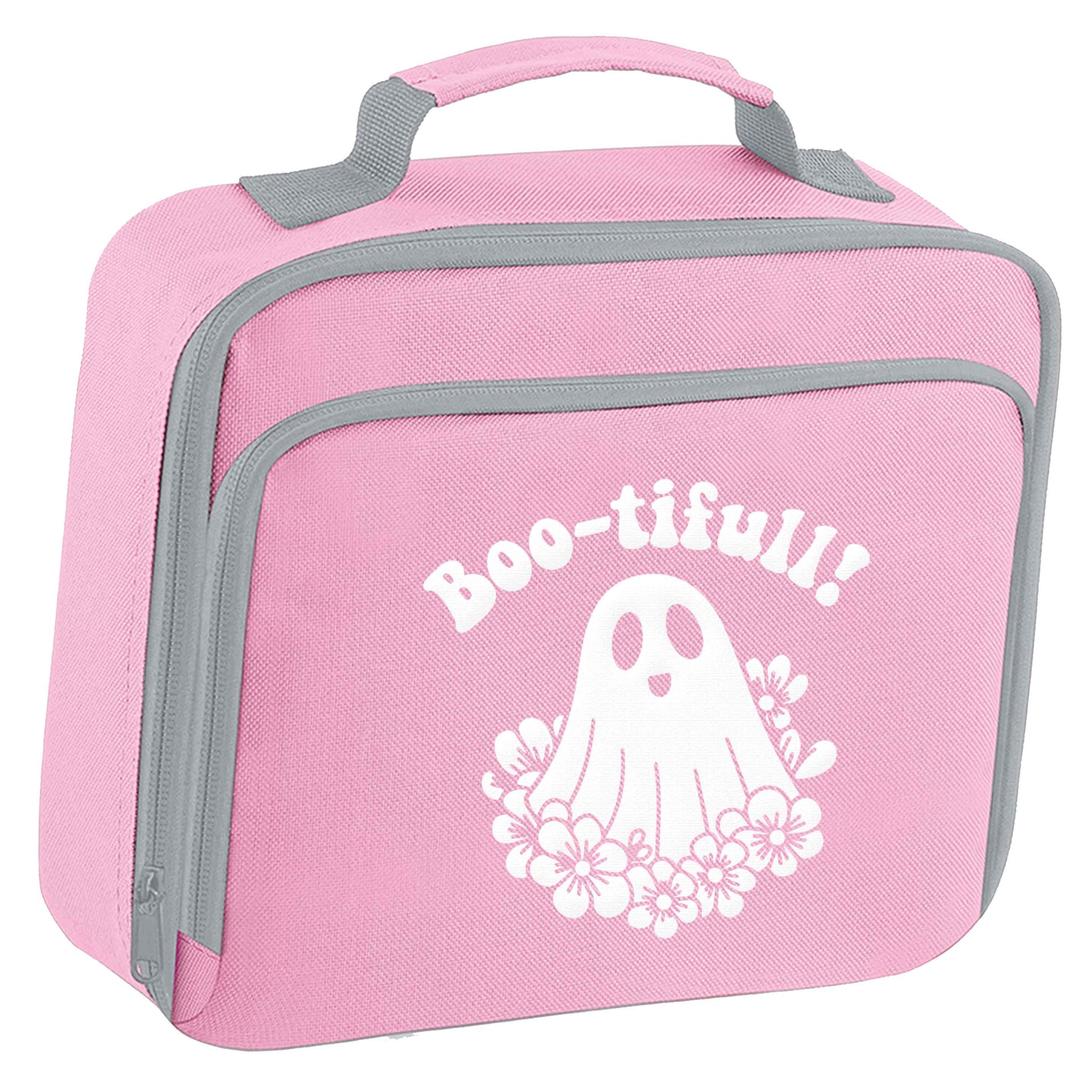 Boo-tifull! Floral ghost insulated pink lunch bag cooler