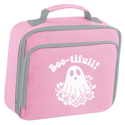 Boo-tifull! Floral ghost insulated pink lunch bag cooler