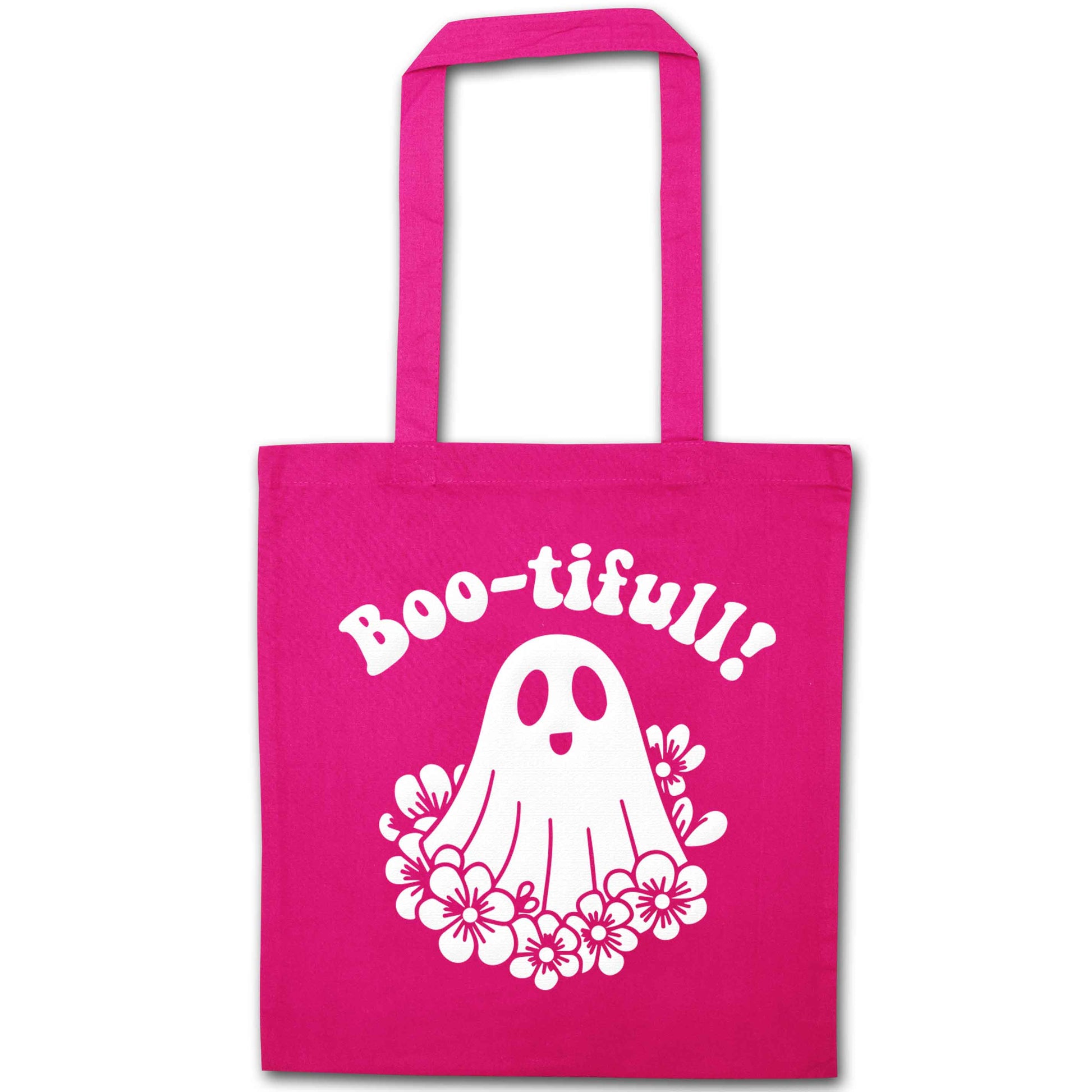 Boo-tifull! Floral ghost pink tote bag