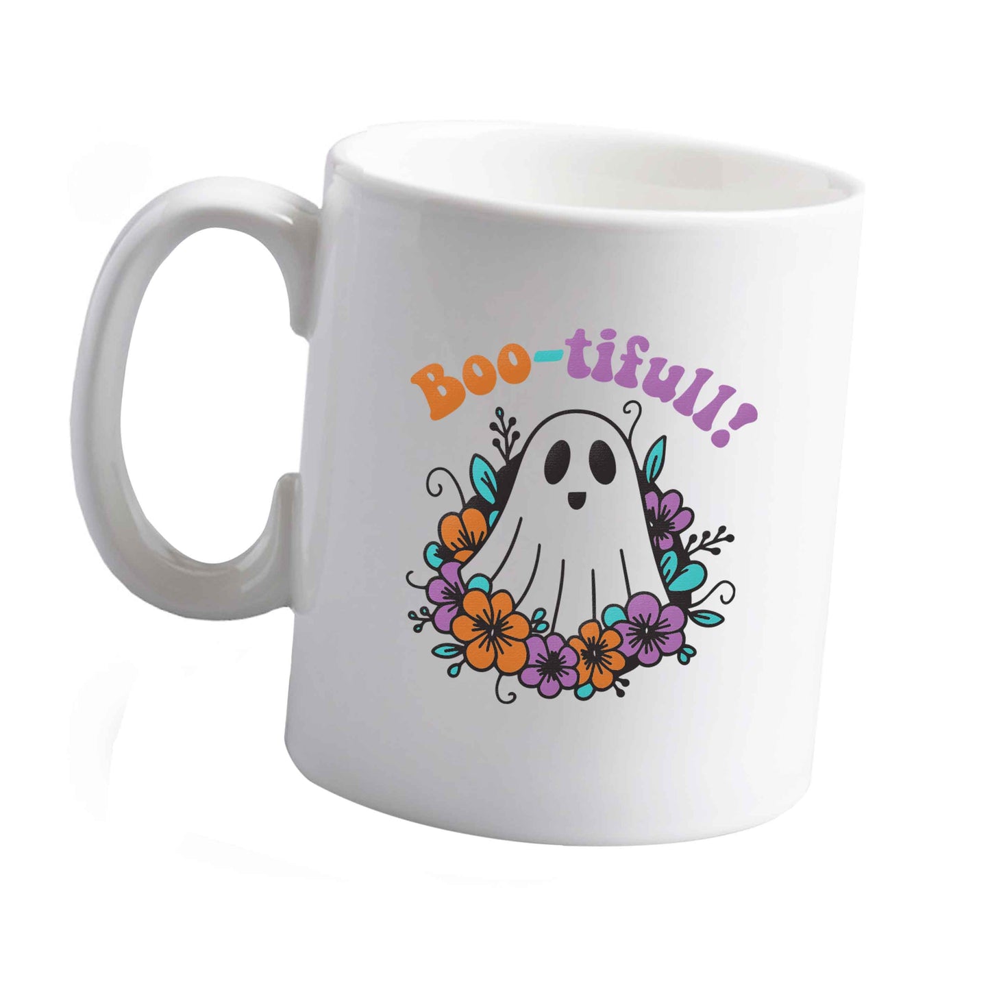 10 oz Boo-tifull! Floral ghost ceramic mug left sided