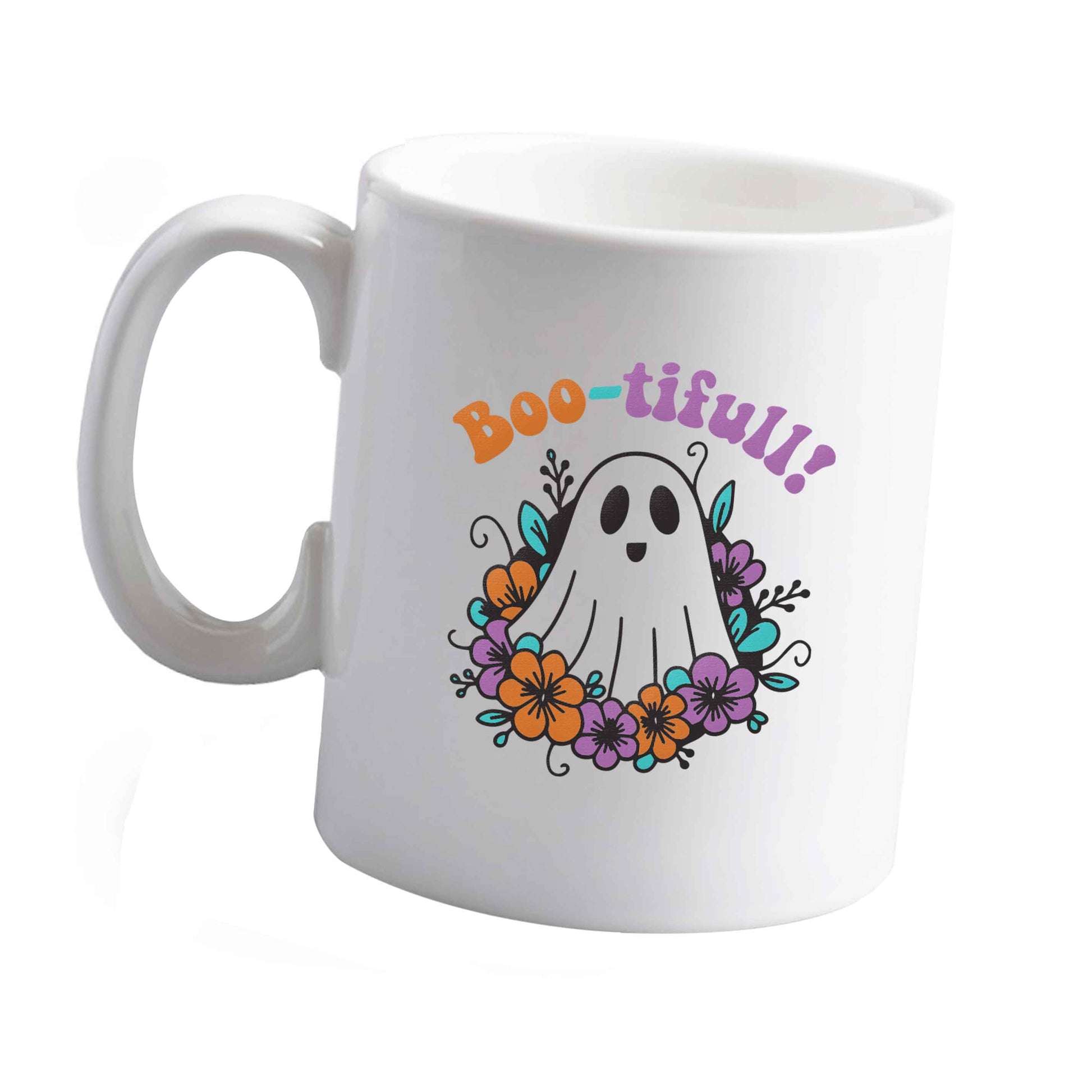 10 oz Boo-tifull! Floral ghost ceramic mug left sided