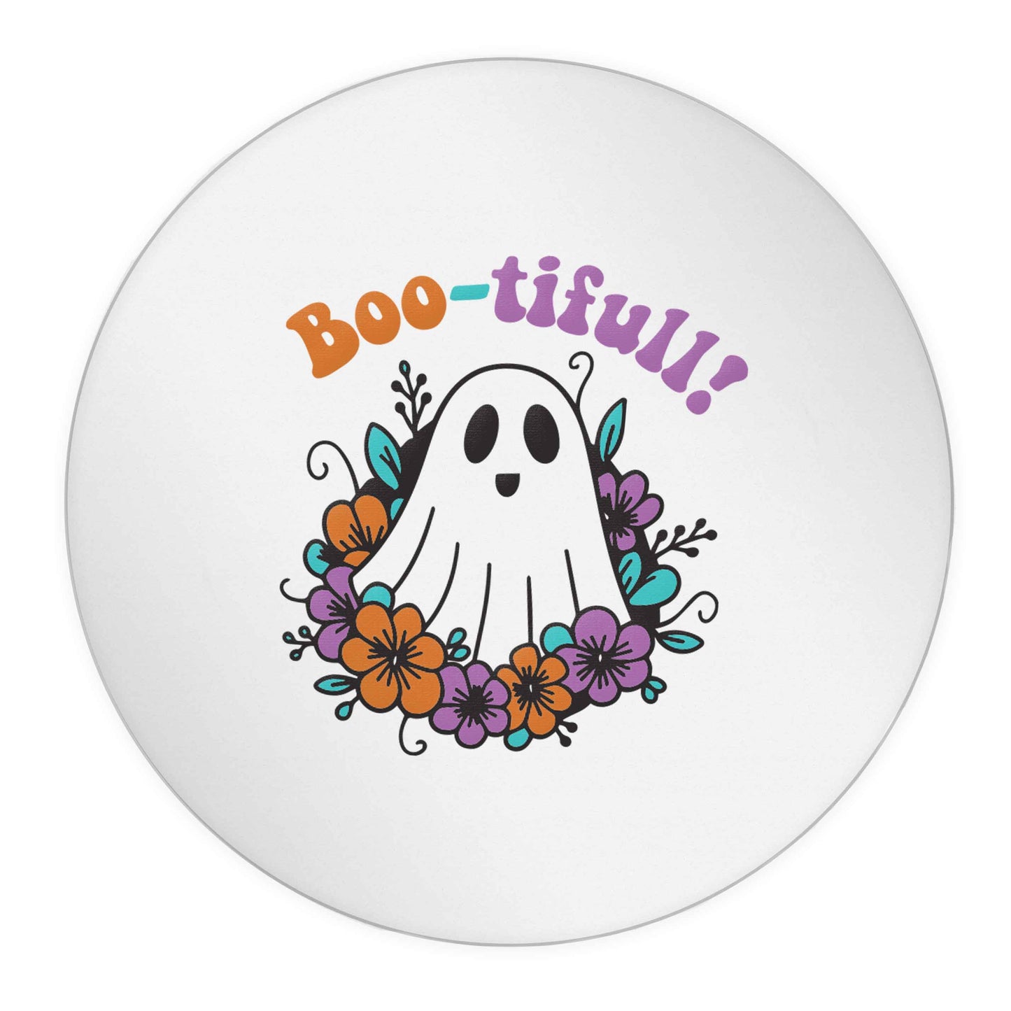 Boo-tifull! Floral ghost 24 @ 45mm matt circle stickers