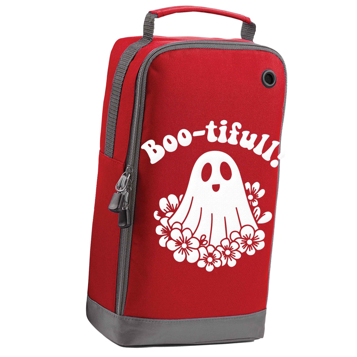 Boo-tifull! Floral ghost red sports shoe bag horizontal print