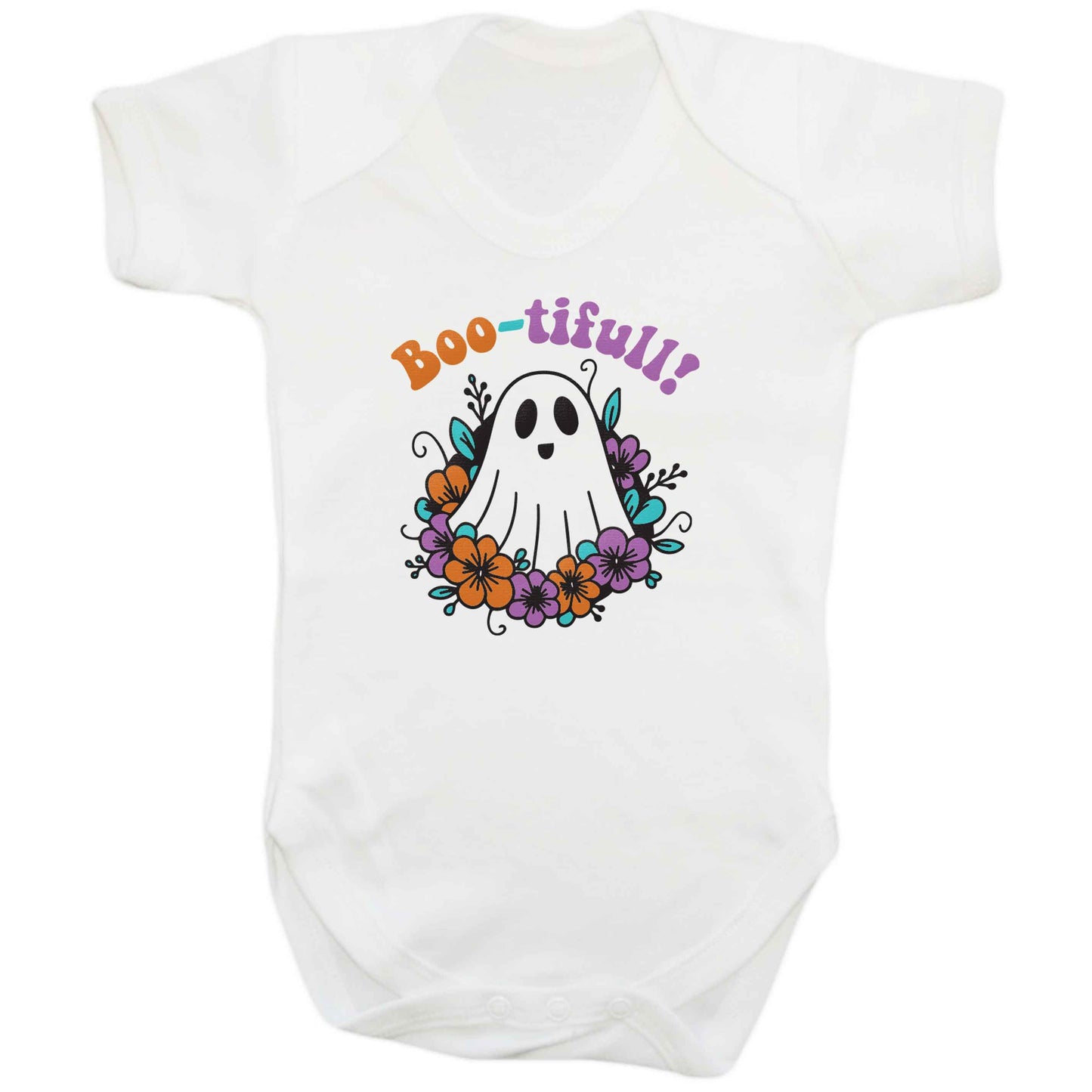 Boo-tifull! Floral ghost baby bodysuit white 18-24 months