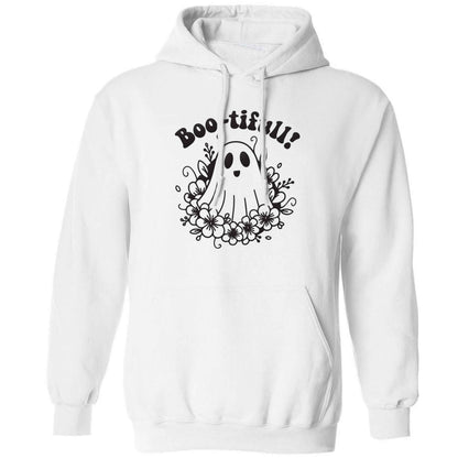 Boo-tifull! Floral ghost adults unisex white hoodie 2XL