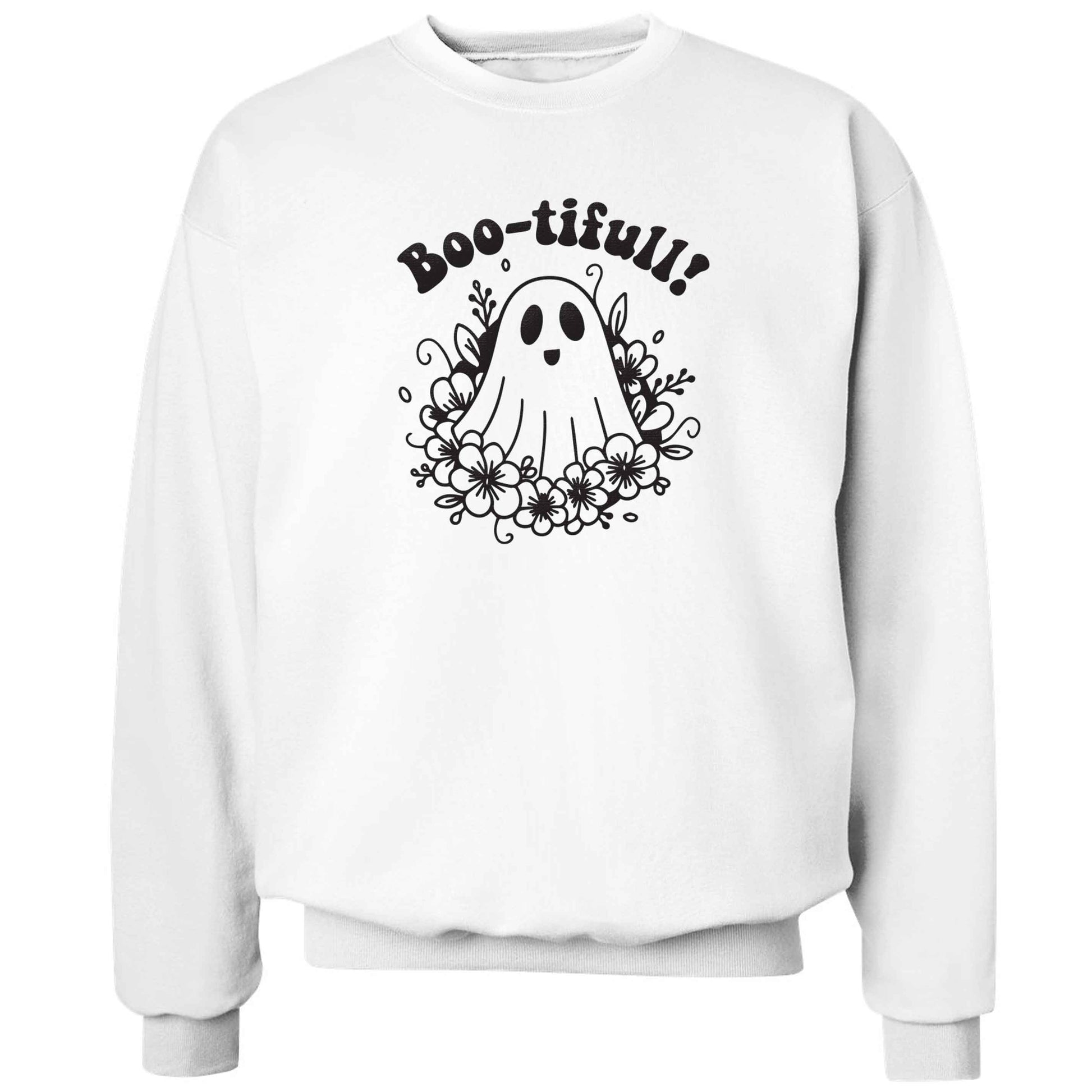 Boo-tifull! Floral ghost adult's unisex white sweater 2XL