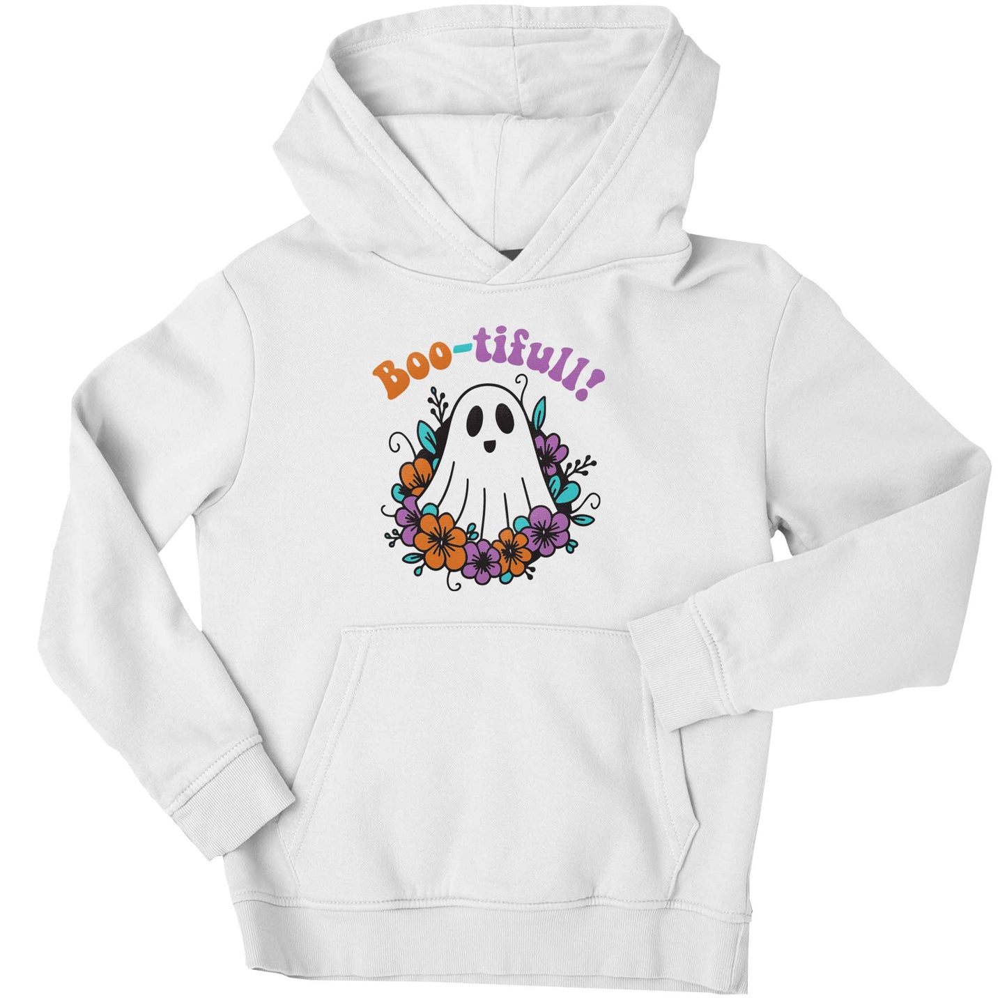 Boo-tifull! Floral ghost children's white hoodie 12-13 Years