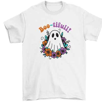 Boo-tifull! Floral ghost Children's white Tshirt 12-13 Years