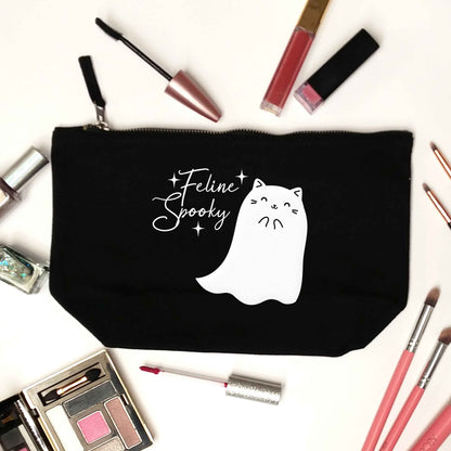 Feline spooky black makeup bag