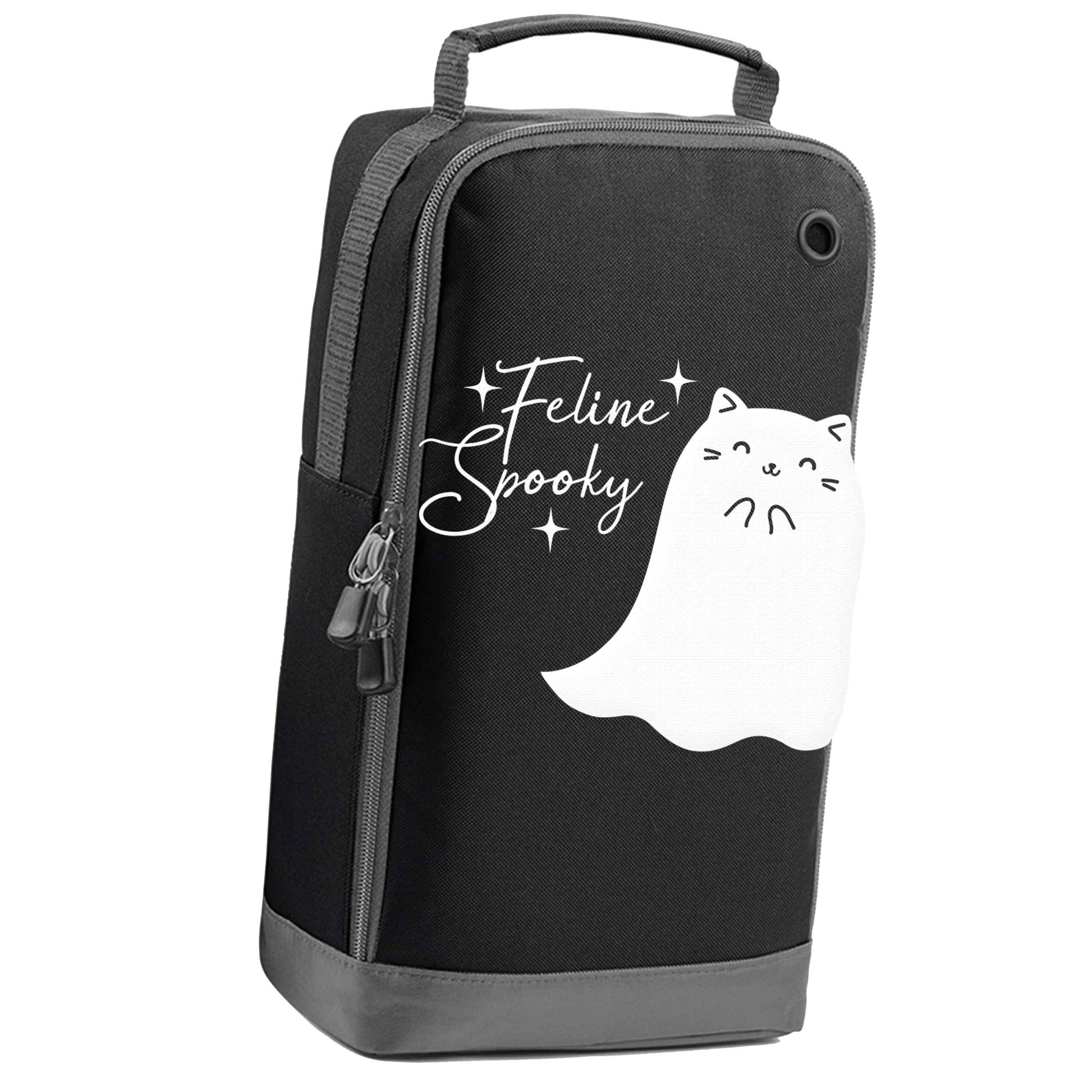 Feline spooky black sports shoe bag vertical print