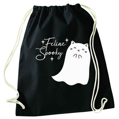 Feline spooky black drawstring bag