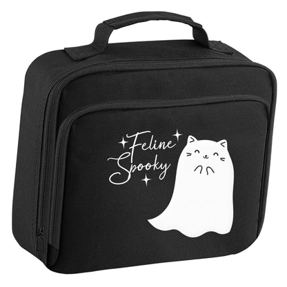 Feline spooky insulated black lunch bag cooler