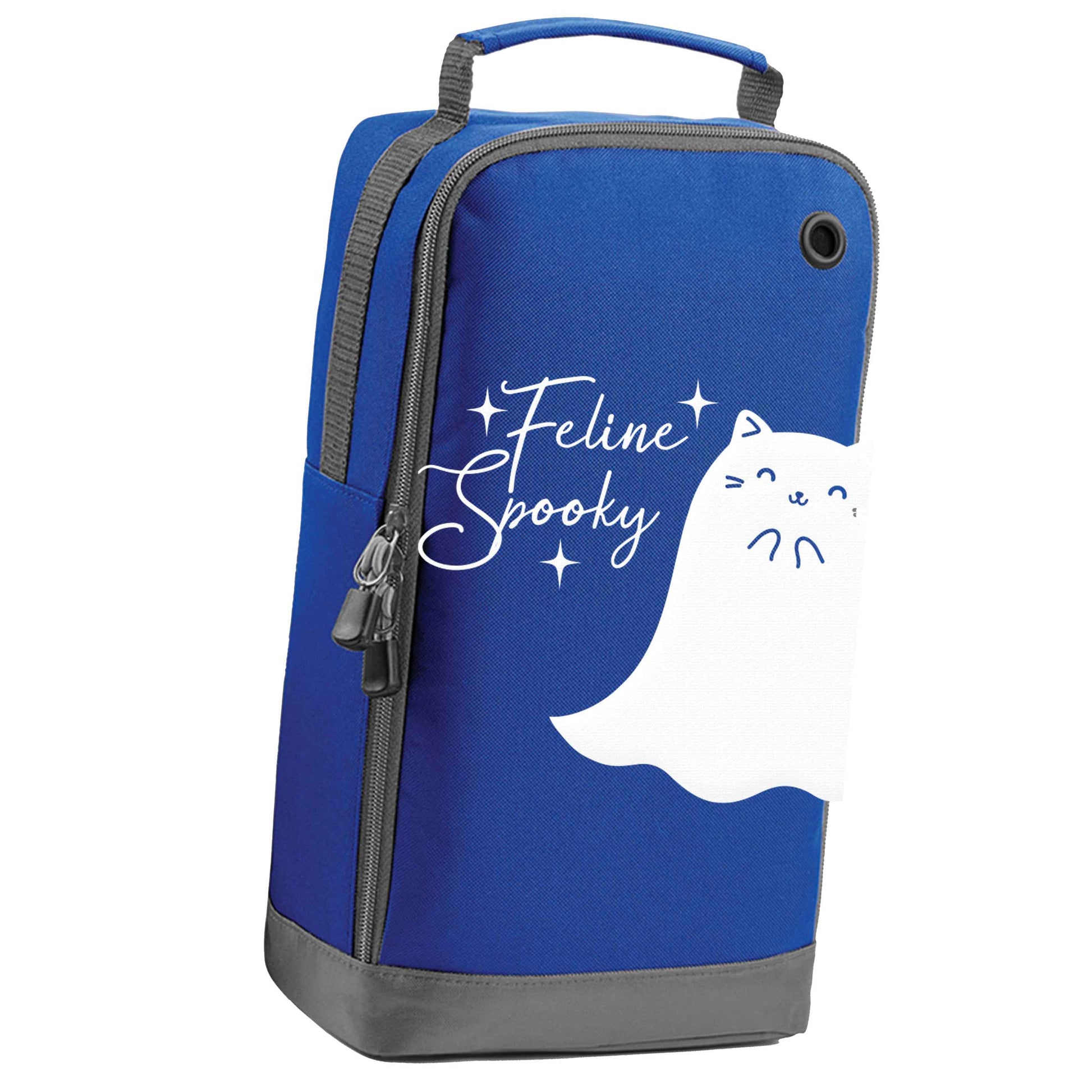 Feline spooky blue sports shoe bag vertical print