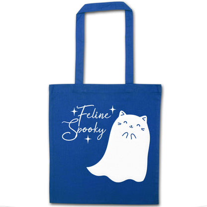 Feline spooky blue tote bag