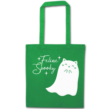 Feline spooky green tote bag