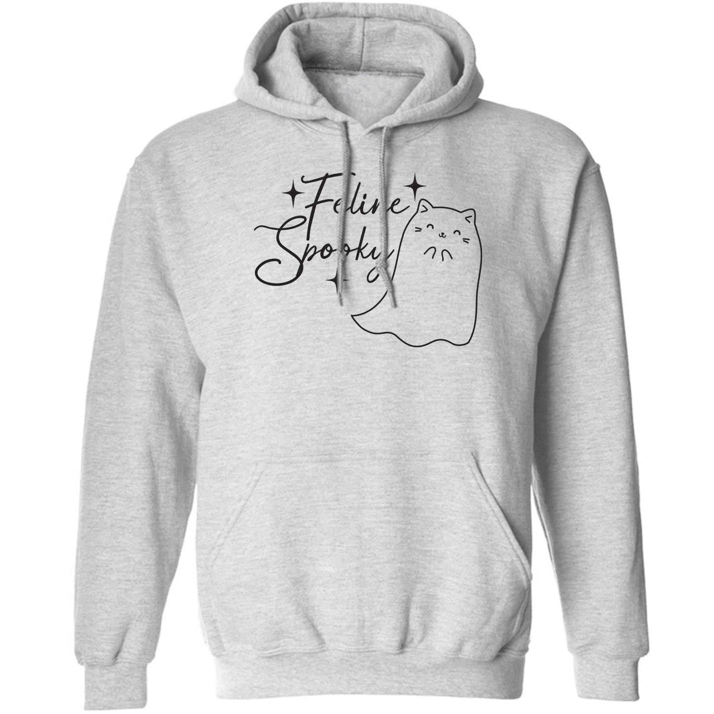 Feline spooky adults unisex grey hoodie 2XL