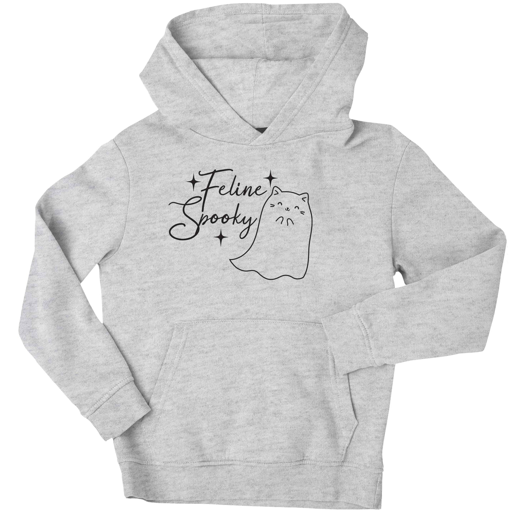 Feline spooky children's grey hoodie 12-13 Years