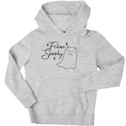 Feline spooky children's grey hoodie 12-13 Years