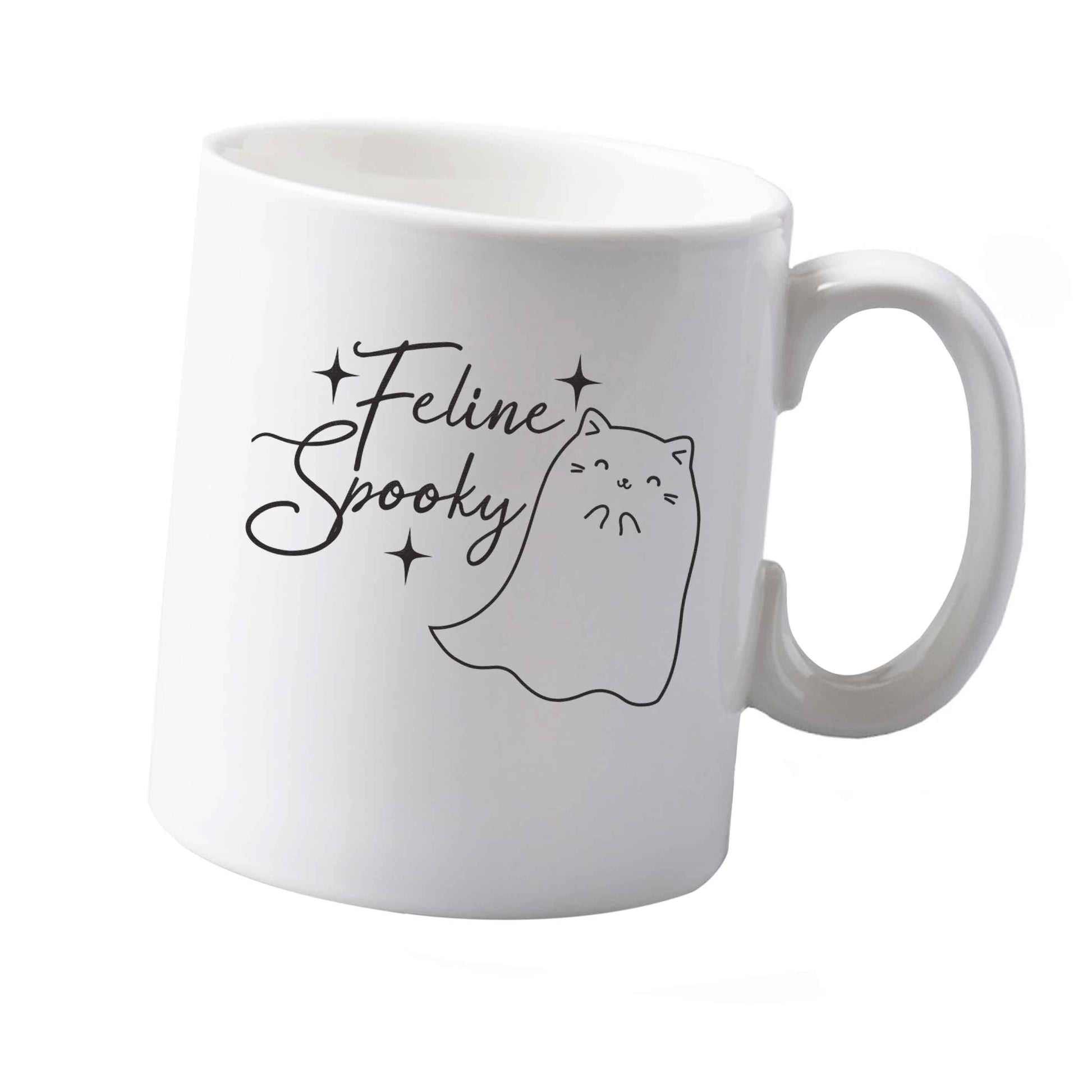 10 oz Feline spooky ceramic mug  both sides