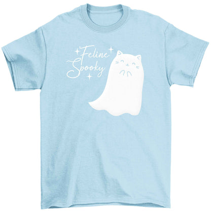 Feline spooky Children's light blue Tshirt 12-13 Years