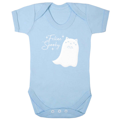 Feline spooky baby bodysuit pale blue 18-24 months