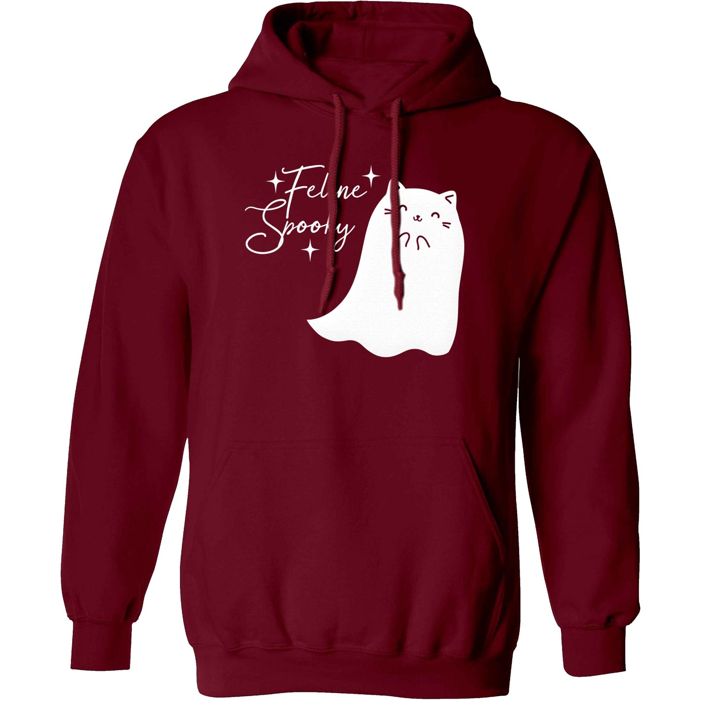 Feline spooky adults unisex maroon hoodie 2XL