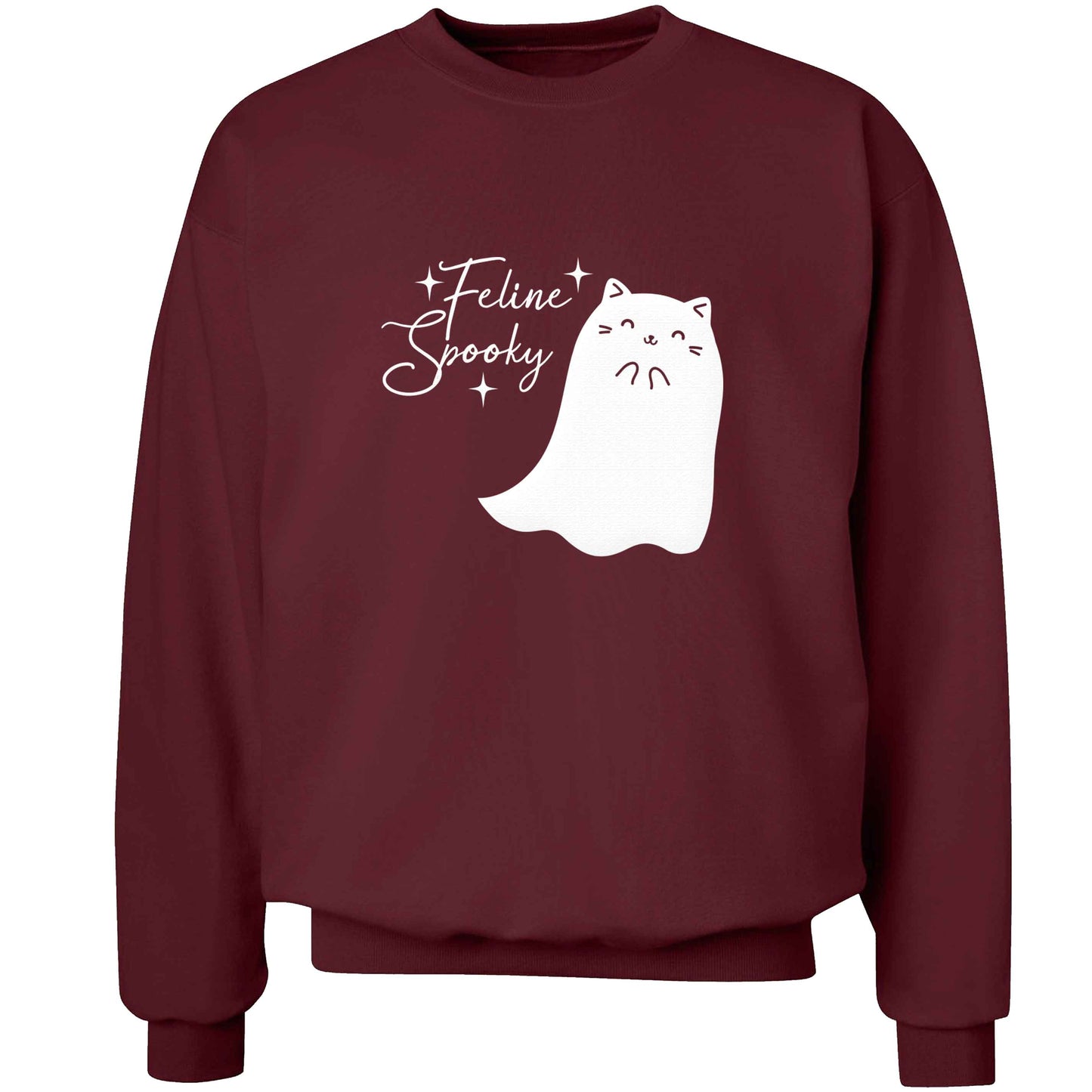 Feline spooky adult's unisex maroon sweater 2XL