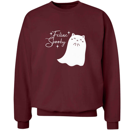 Feline spooky adult's unisex maroon sweater 2XL