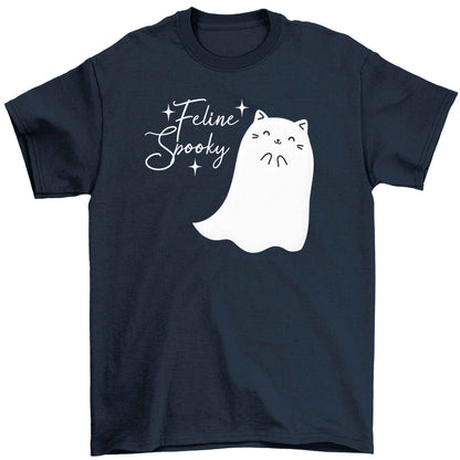 Feline spooky Children's navy Tshirt 12-13 Years