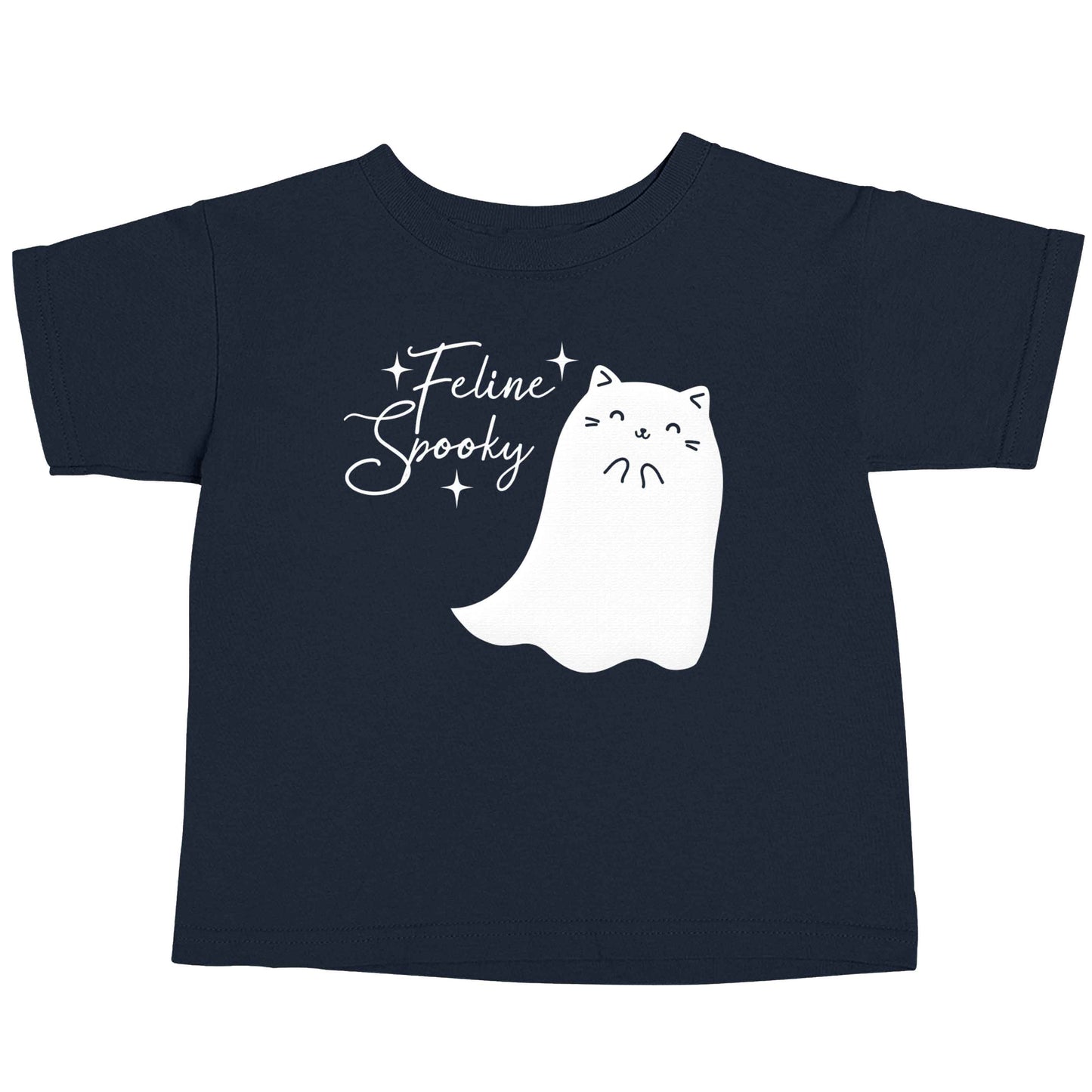 Feline spooky navy baby toddler Tshirt 2 Years
