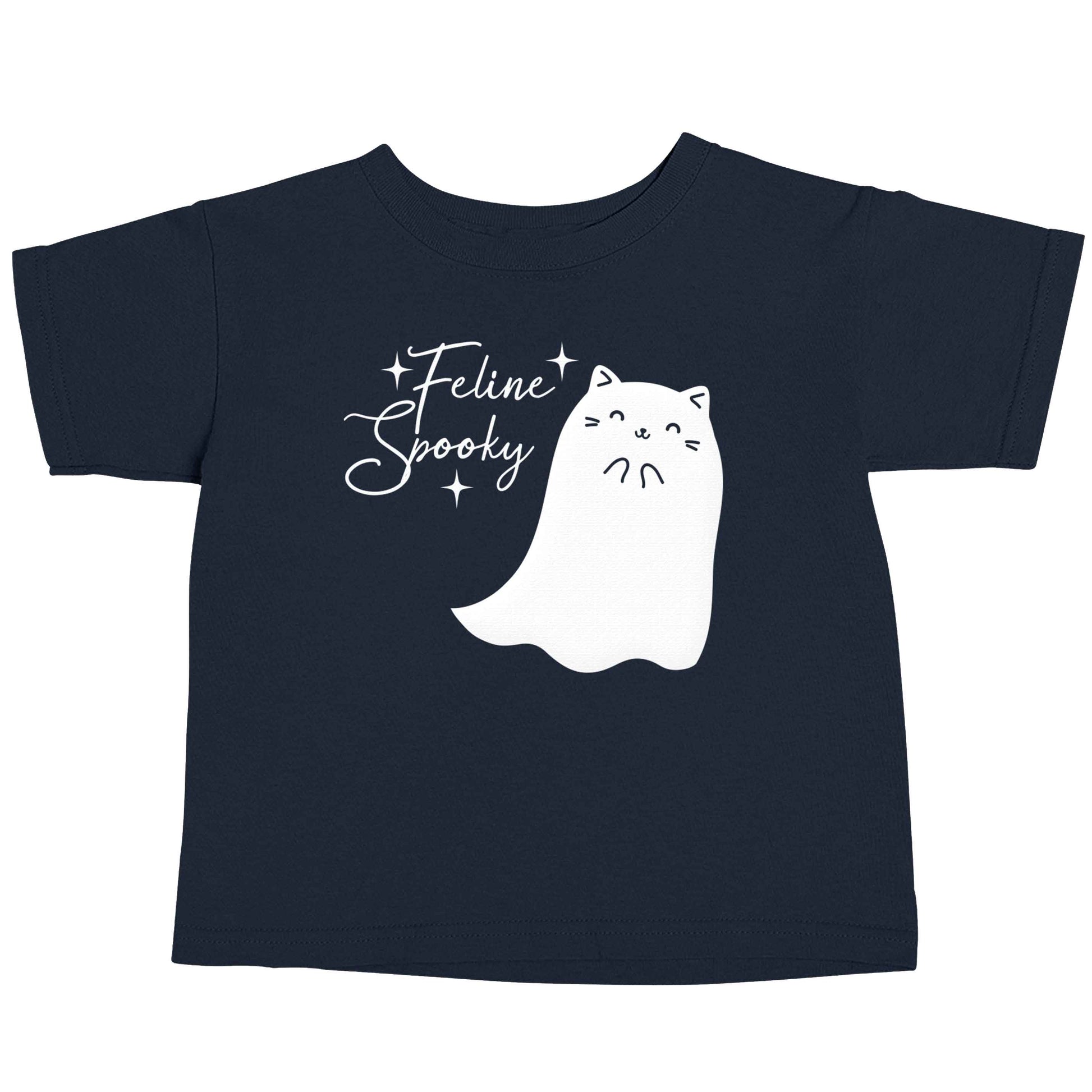 Feline spooky navy baby toddler Tshirt 2 Years
