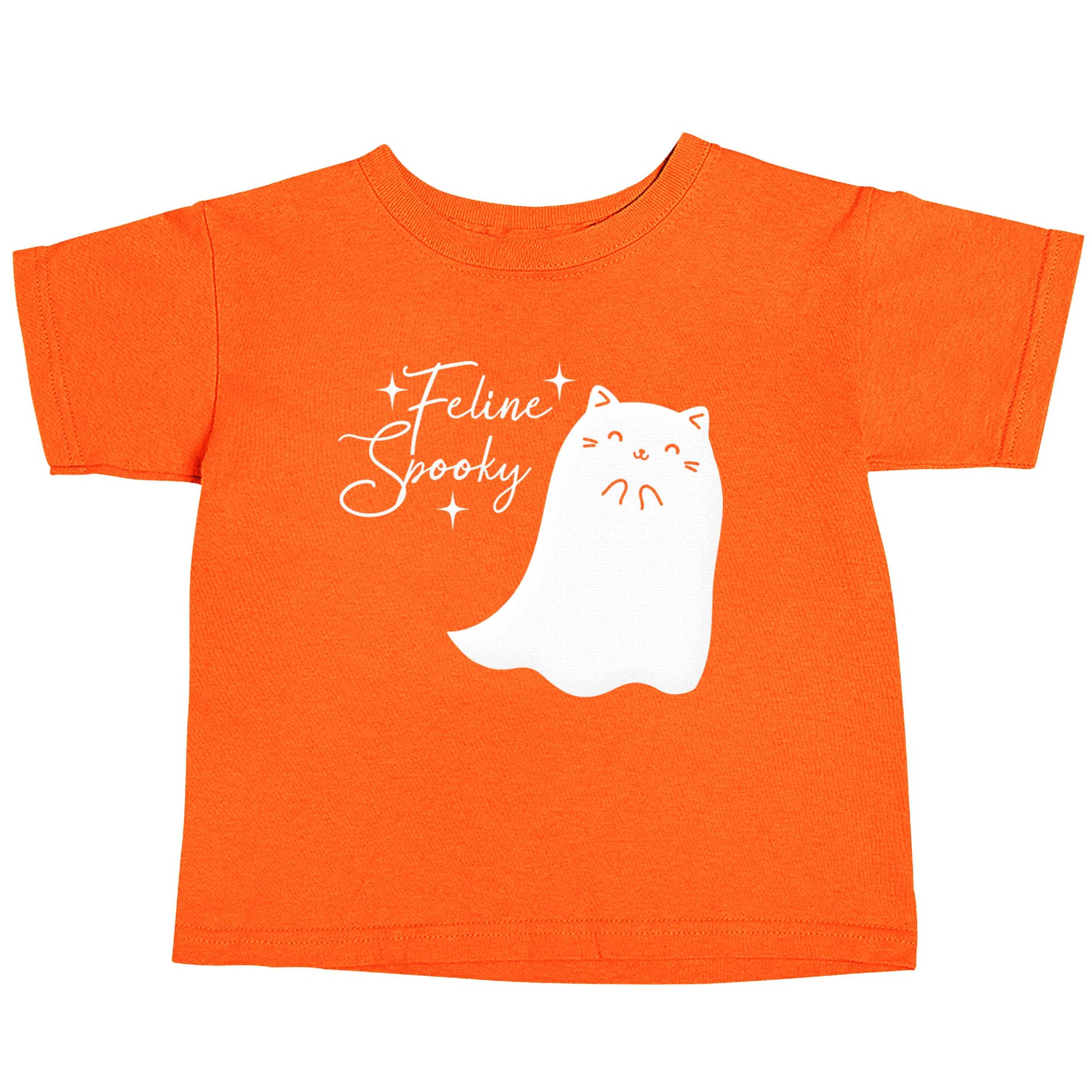 Feline spooky orange baby toddler Tshirt 2 Years