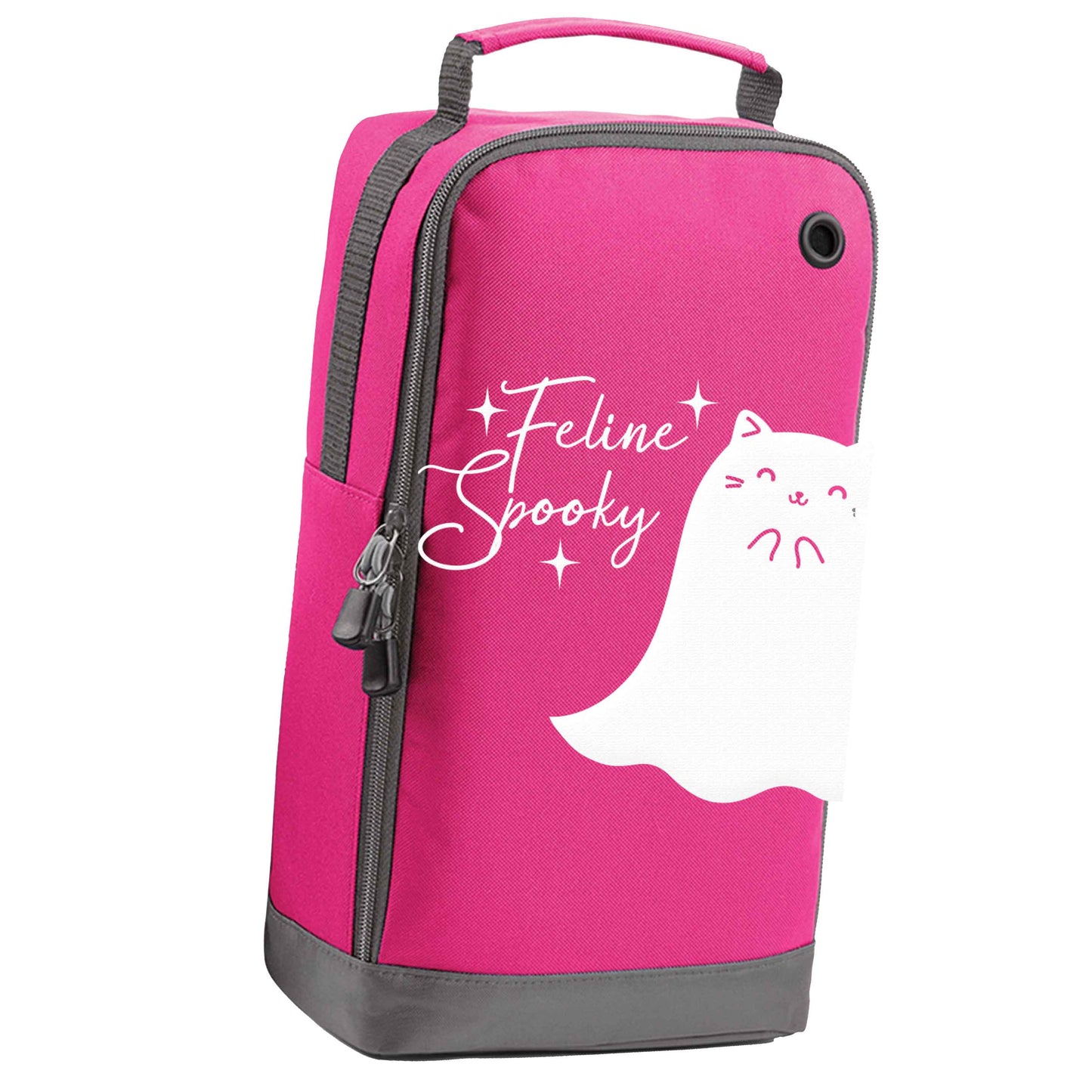 Feline spooky pink sports shoe bag vertical print