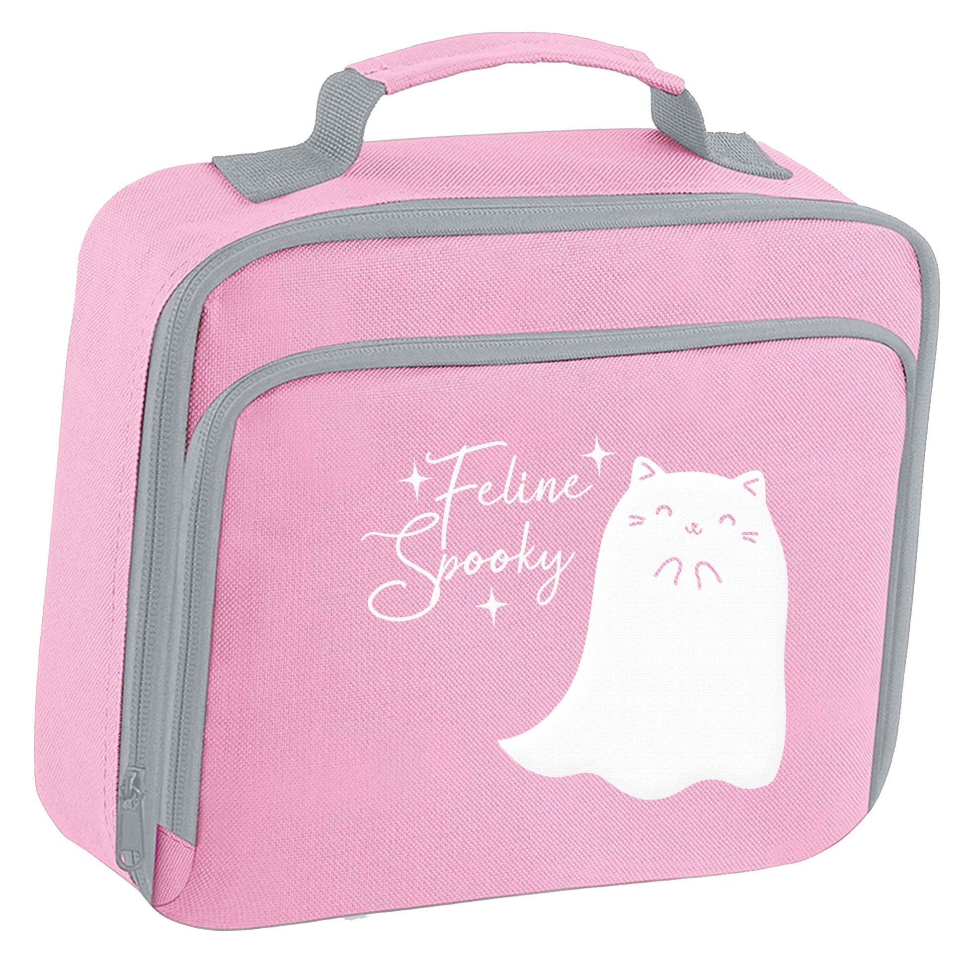 Feline spooky insulated pink lunch bag cooler