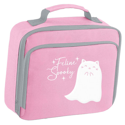 Feline spooky insulated pink lunch bag cooler
