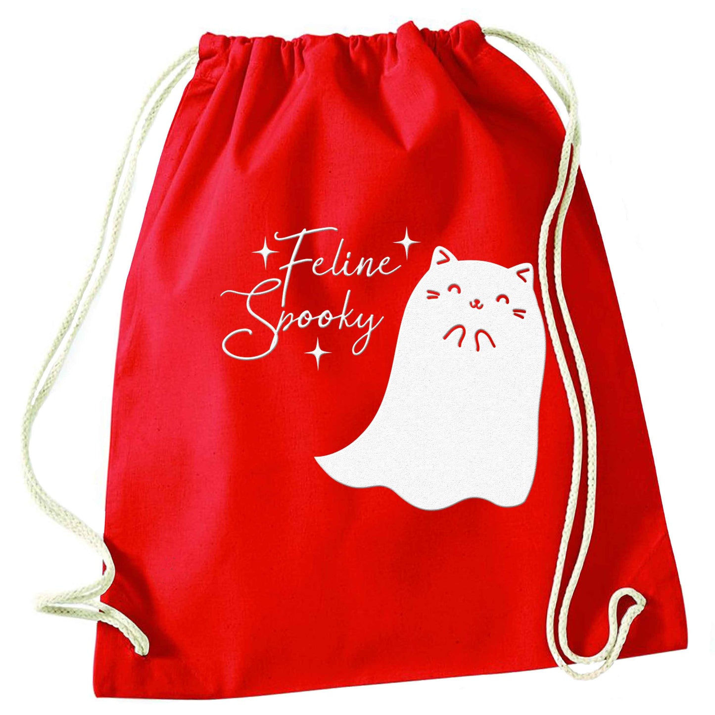 Feline spooky red drawstring bag 