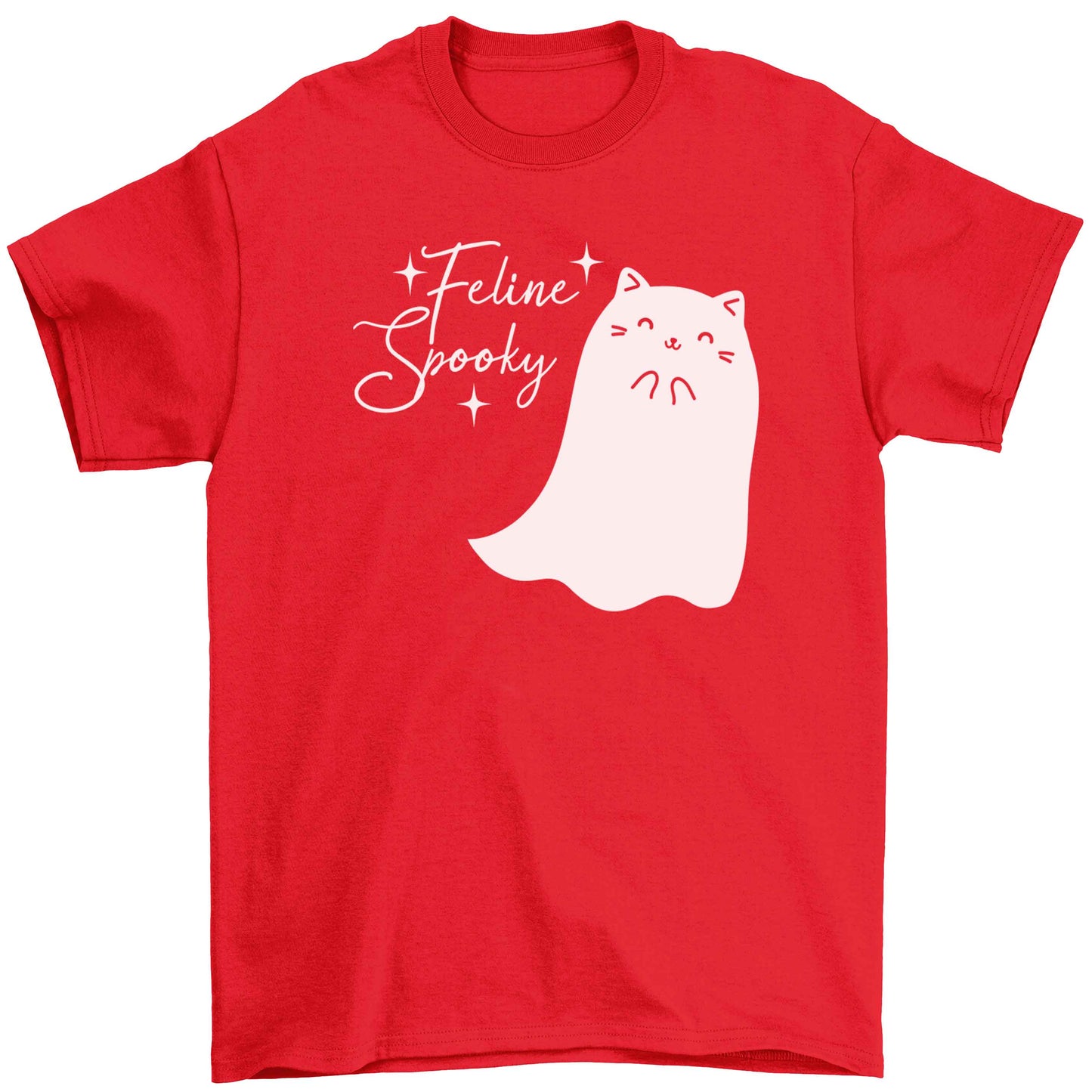 Feline spooky Children's red Tshirt 12-13 Years