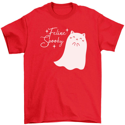 Feline spooky Children's red Tshirt 12-13 Years